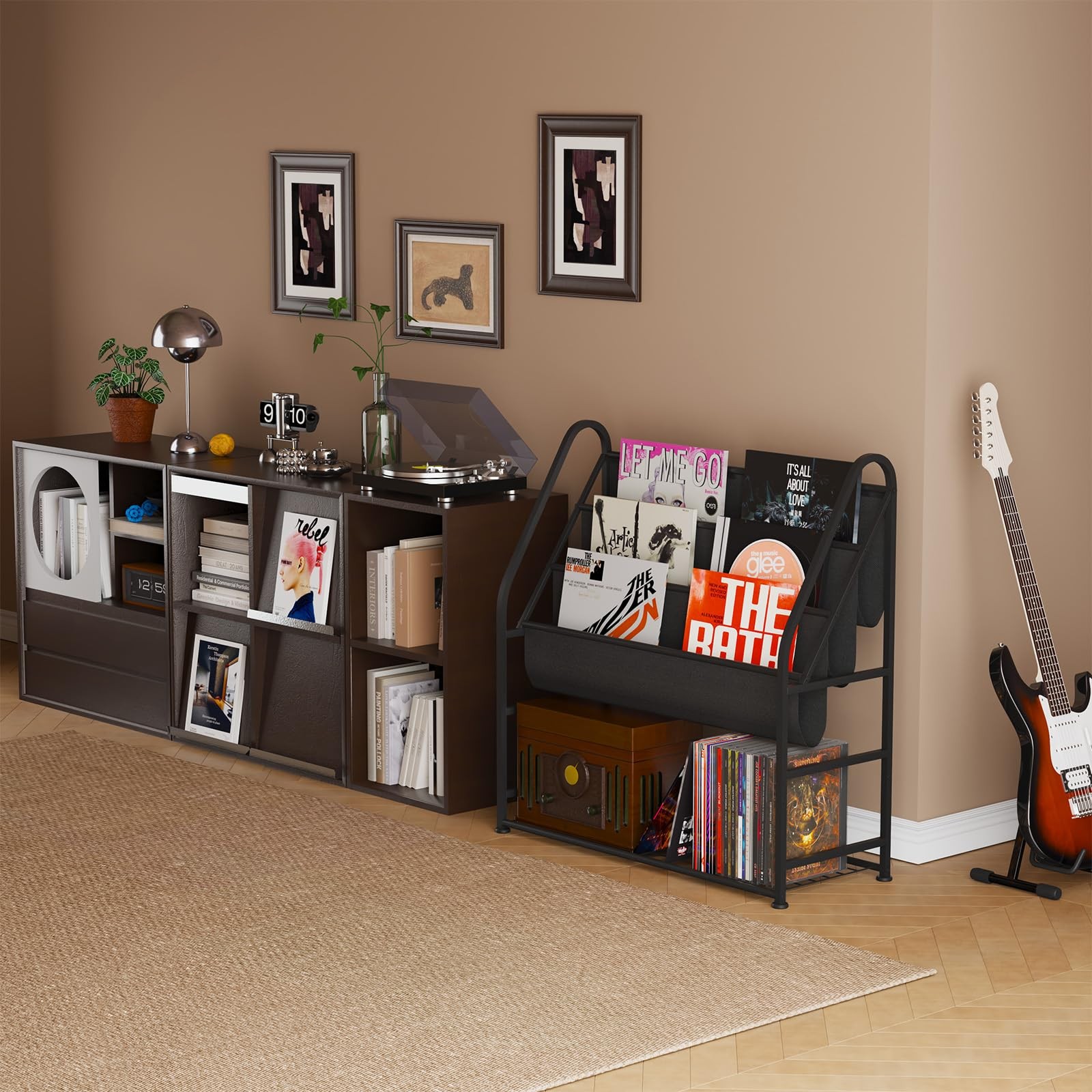 Vinyl Record Storage with Vinyl Shelf Display, Large Capacity Record Player S…