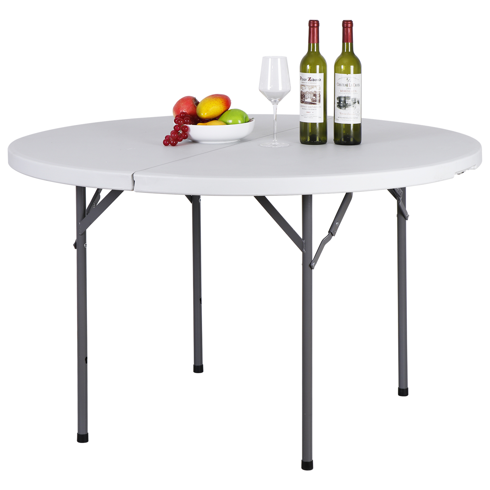 4 Ft Round Folding Camping Table White for Indoor Outdoor Party Banquet