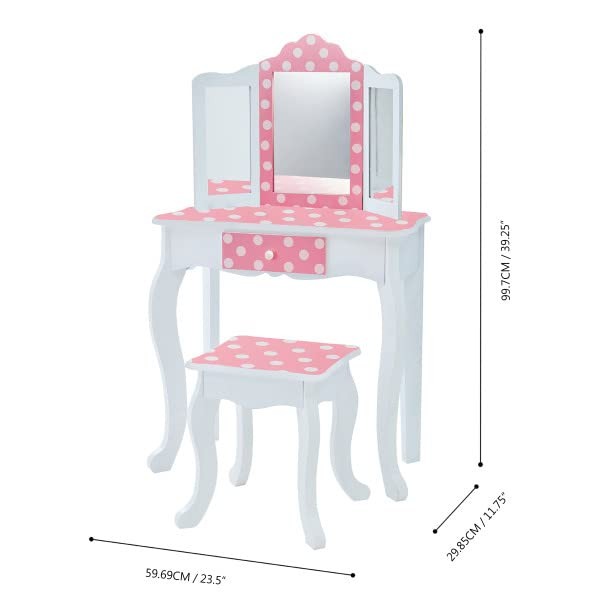 Teamson Kids Princess Gisele Polka Dot Print 2-Piece Kids Wooden Play