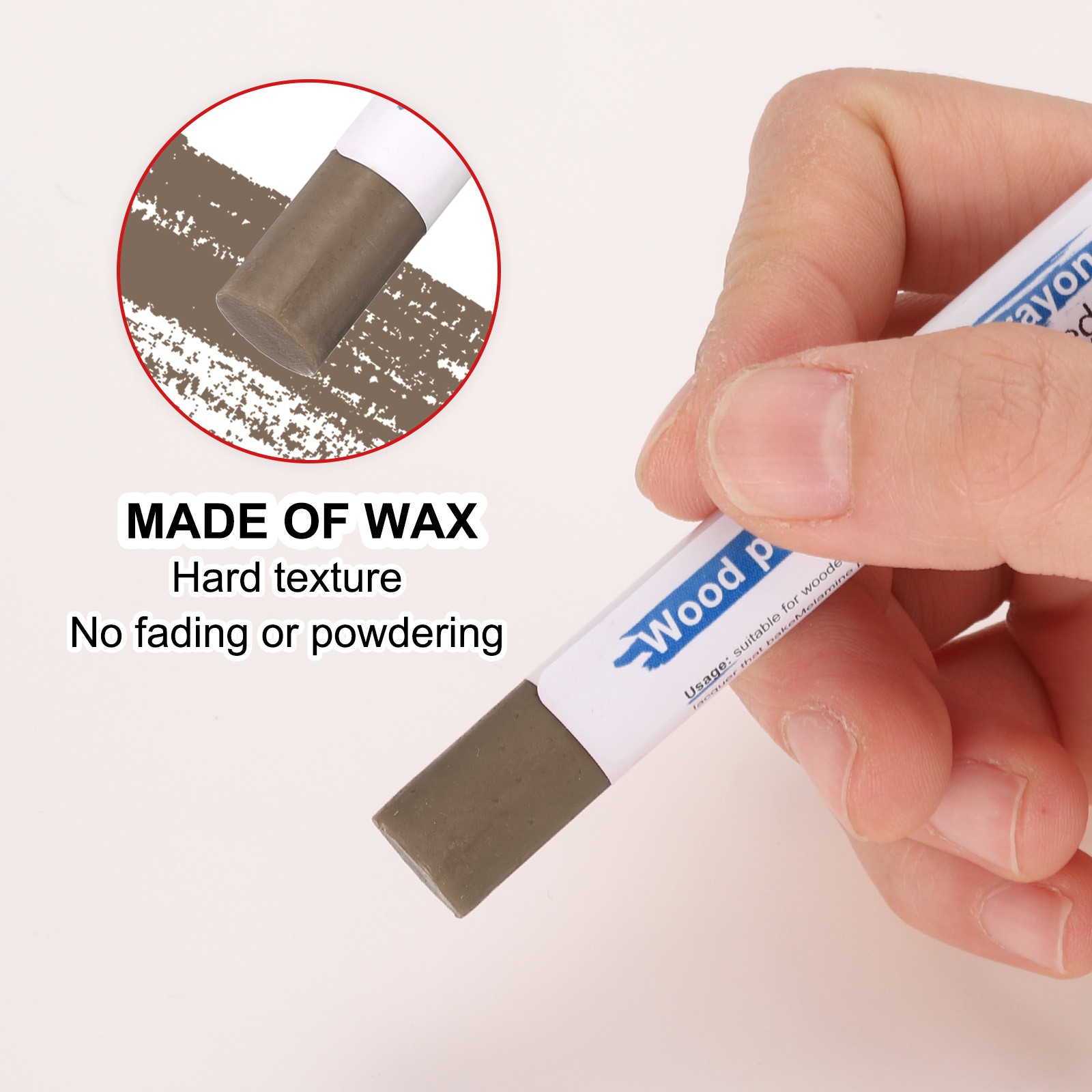 6pcs Wood Filler Sticks 6 Colors Wax Sticks Kit for Scratches Gray