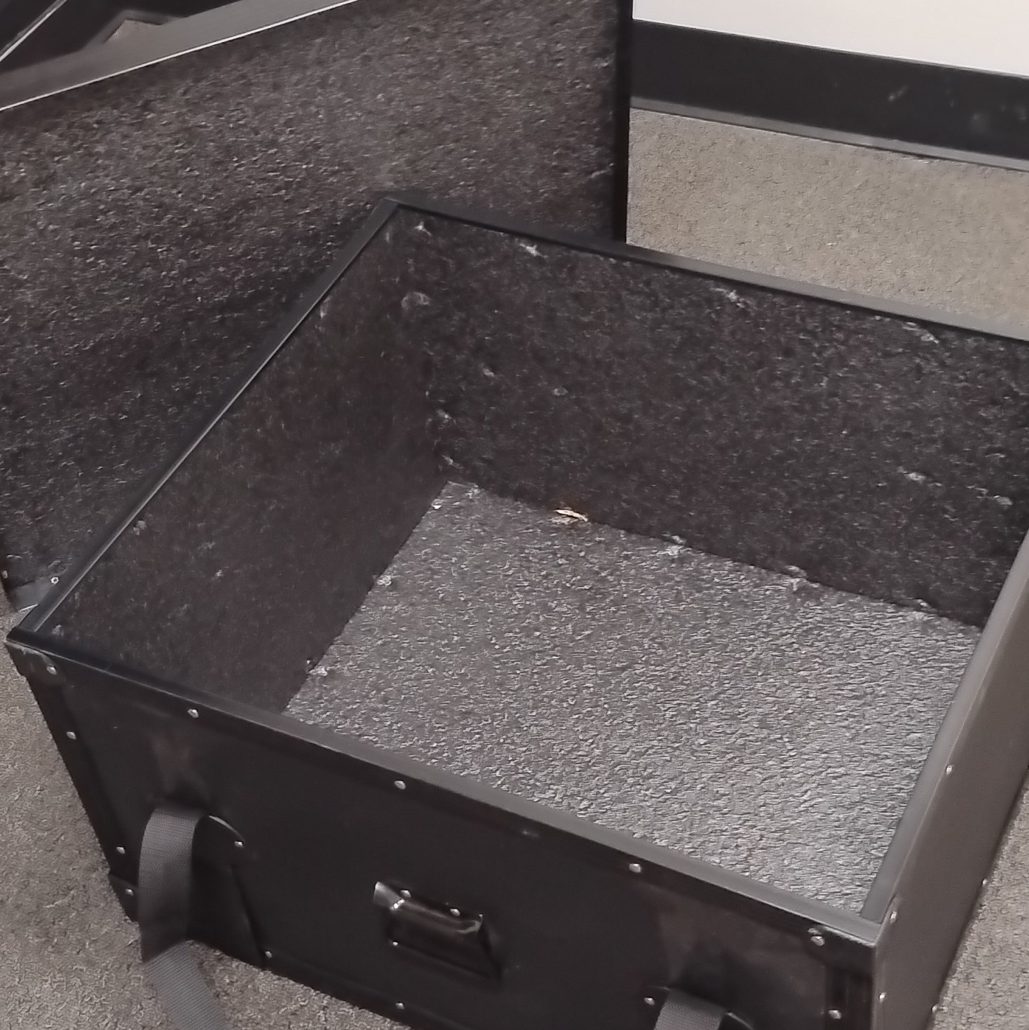 Black Rectangular Hard Trunk Storage Chest w/ Hinged Lid & Carry Handles