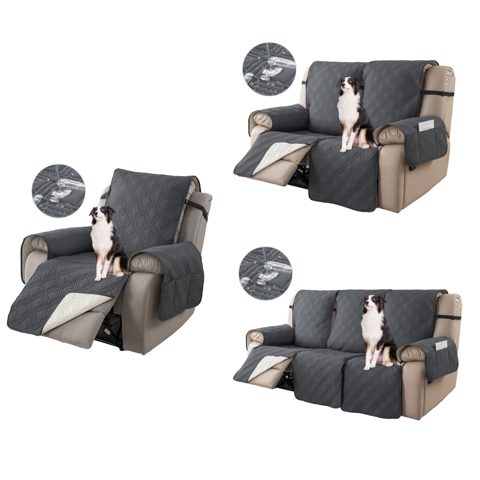 Waterproof Recliner ChairCover Sofa Slipcover Couch Protector Kids 1 2 3Seat
