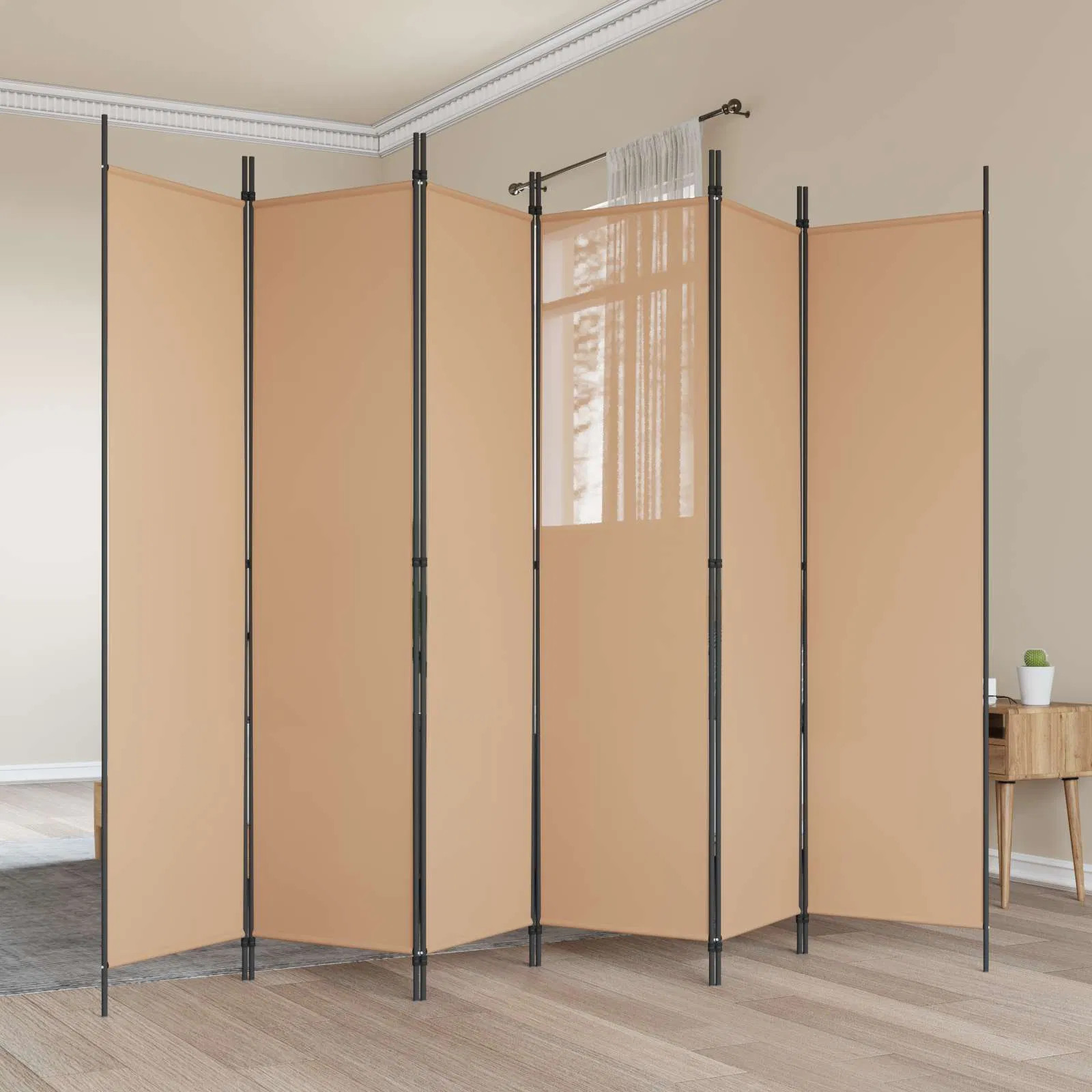 6-Panel Room Divider Beige 118.11 x 78.74 in Fabric