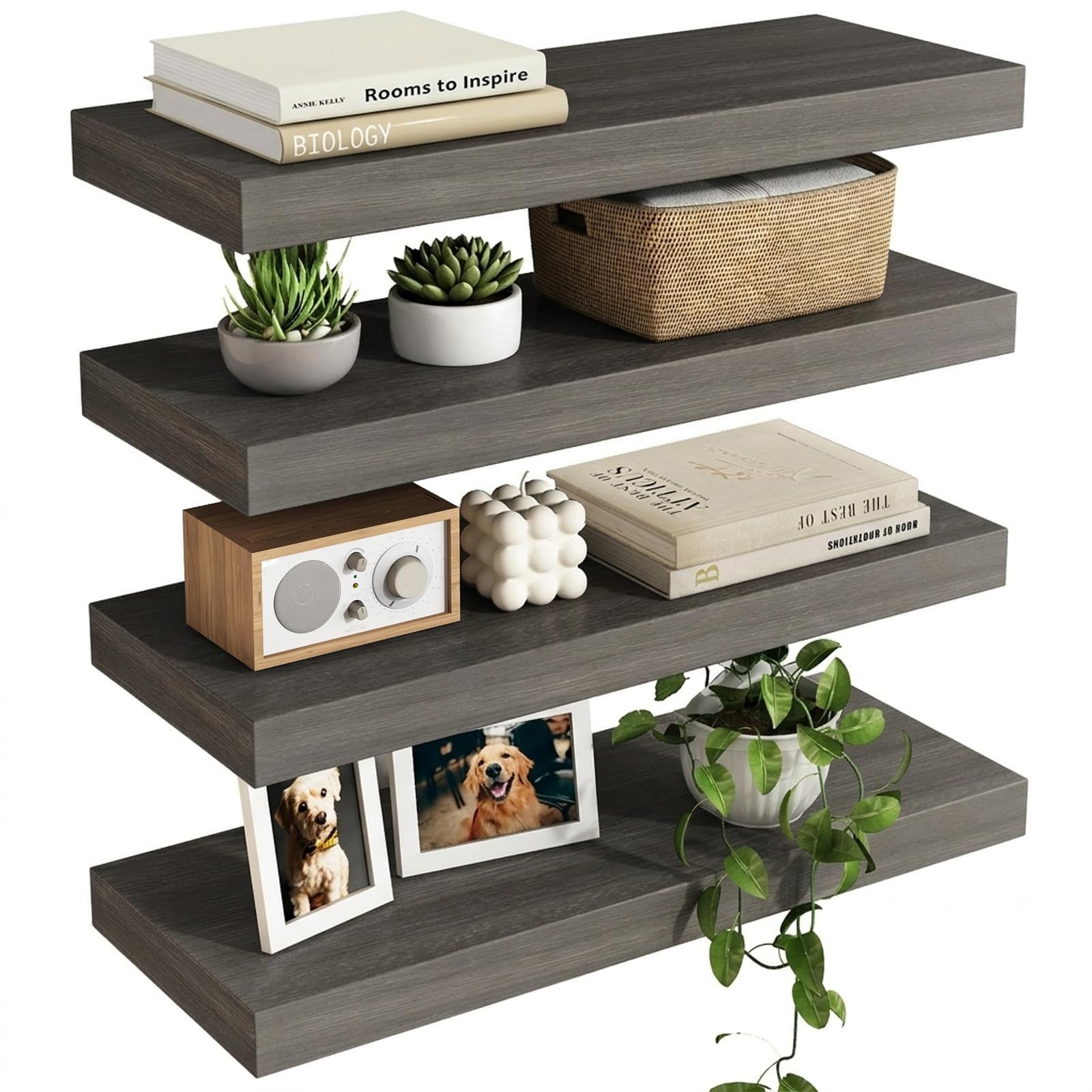 Fixwal 15.8in Floating Shelves, 15.8 inches x 5.5 x 1.2 inches, Grey