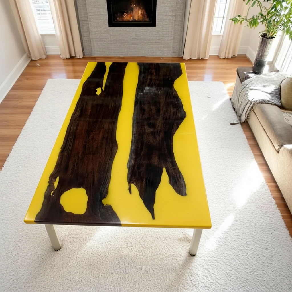 Yellow Modern Resin Dining Table Top – Contemporary Designer Furniture Decor