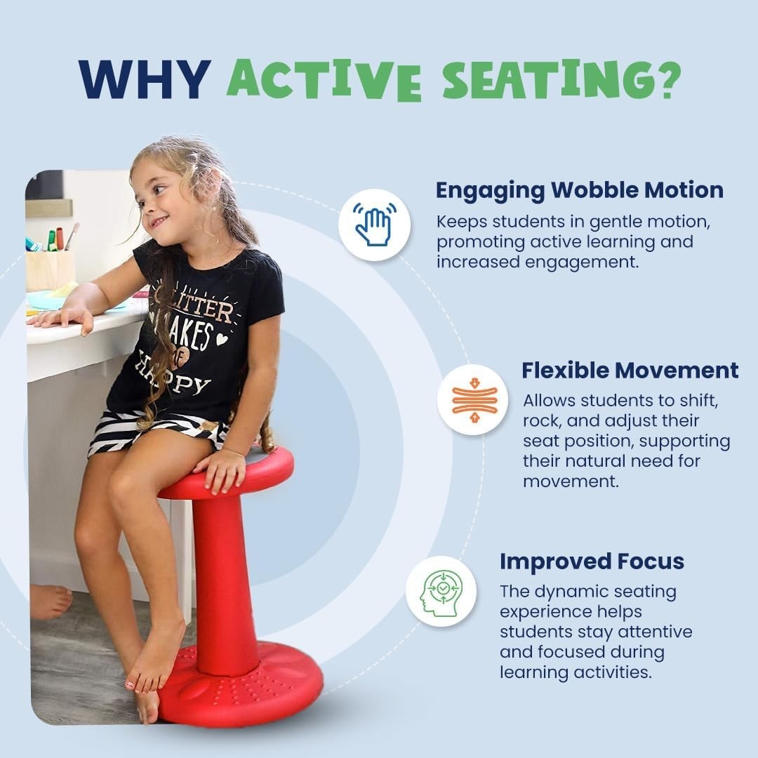 ActiveChairs Adjustable Wobble Stool, Flexible Classroom Seating, Improves Fo…