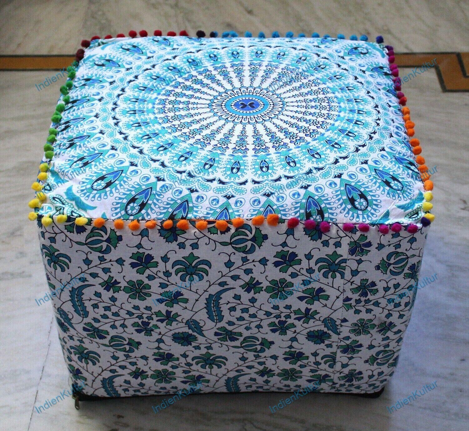 New Vintage Handmade Mandala Indian Pouf Cover Ottomans Stool Boho Meditation