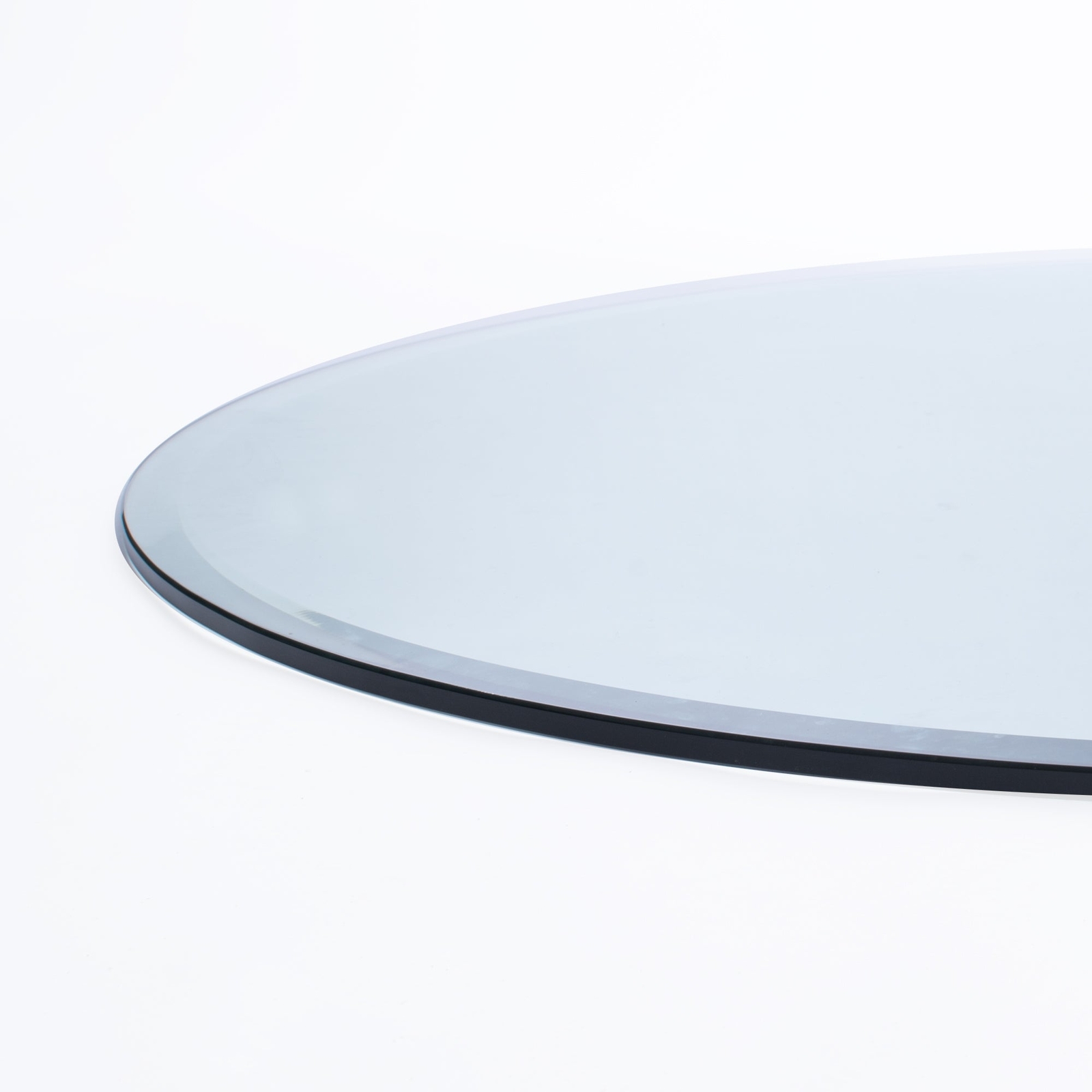 54″ Round Clear Tempered Glass Table Top 1/2″ Thick 1″ Beveled Edge