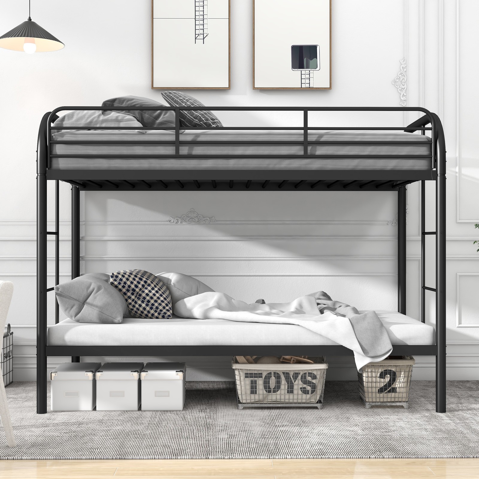 NEW Twin Over Twin House Bed Bunk Bed with Safety Protection for Dorms Apartment