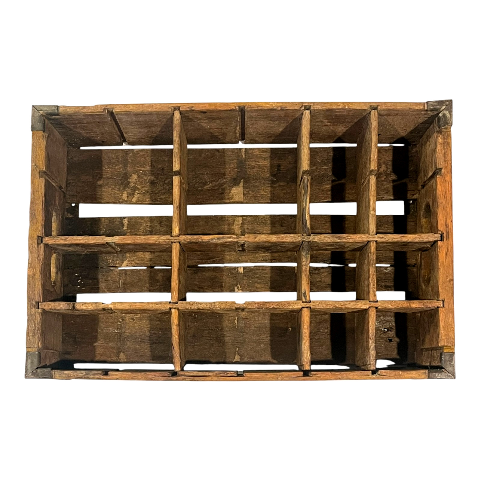Vintage Wooden 24 Bottle Crate Shadow Box Rustic Wall Curio Display Shelf