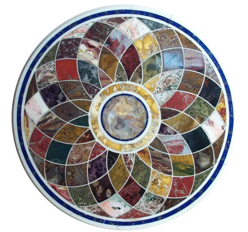 Custom Order 18×18 Inches Black Marble Coffee Table Top semi Precious Inlay Art