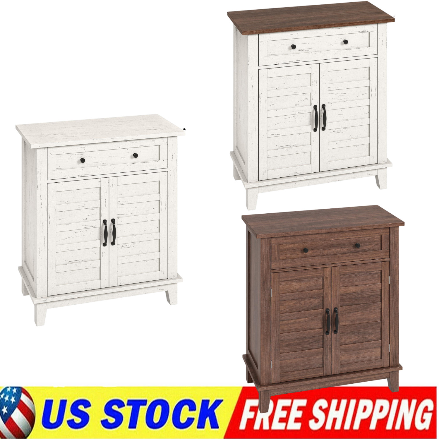 31.5 in 3-Tier Storage Cabinet Farmhouse Entryway Organizer for Kitchen Home