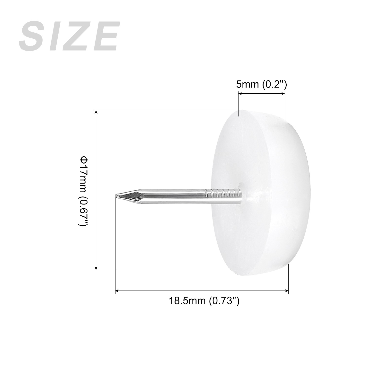 Furniture Feet Nail(17mm/0.67in) 10Pcs,for Furniture Sliders Protector Pad,White