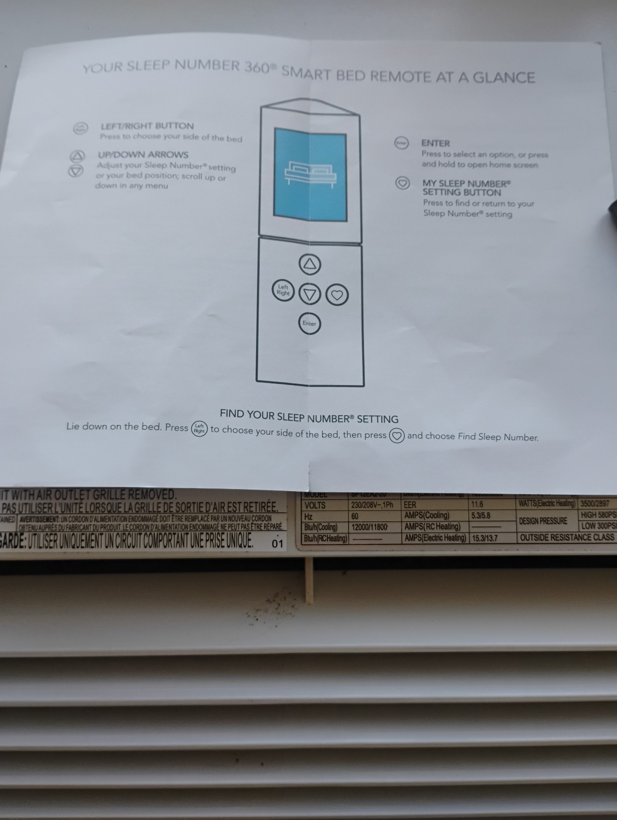sleep number 360 smart bedroom remote 5 button