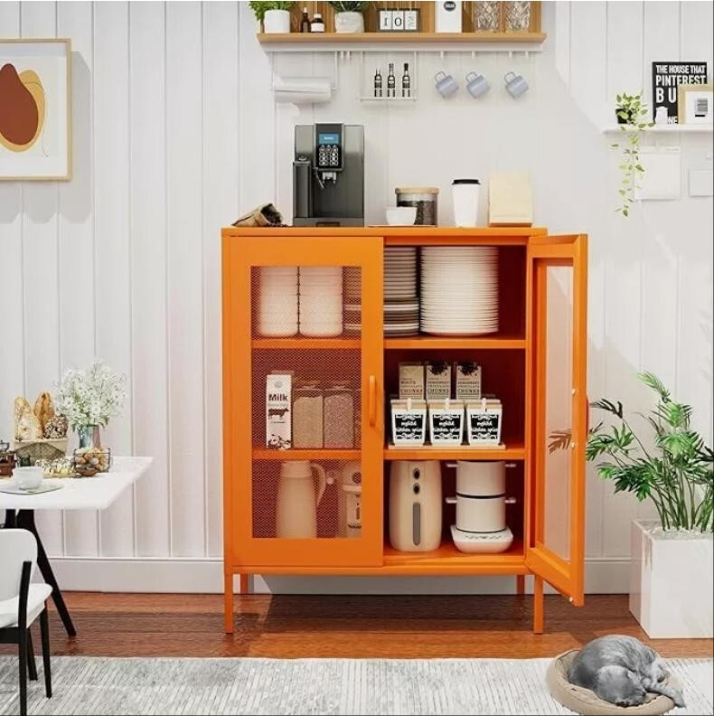 Elegro 40″ Metal Storage Cabinet, Buffet Cabinet for Pantry, Kitchen, Bar, Home