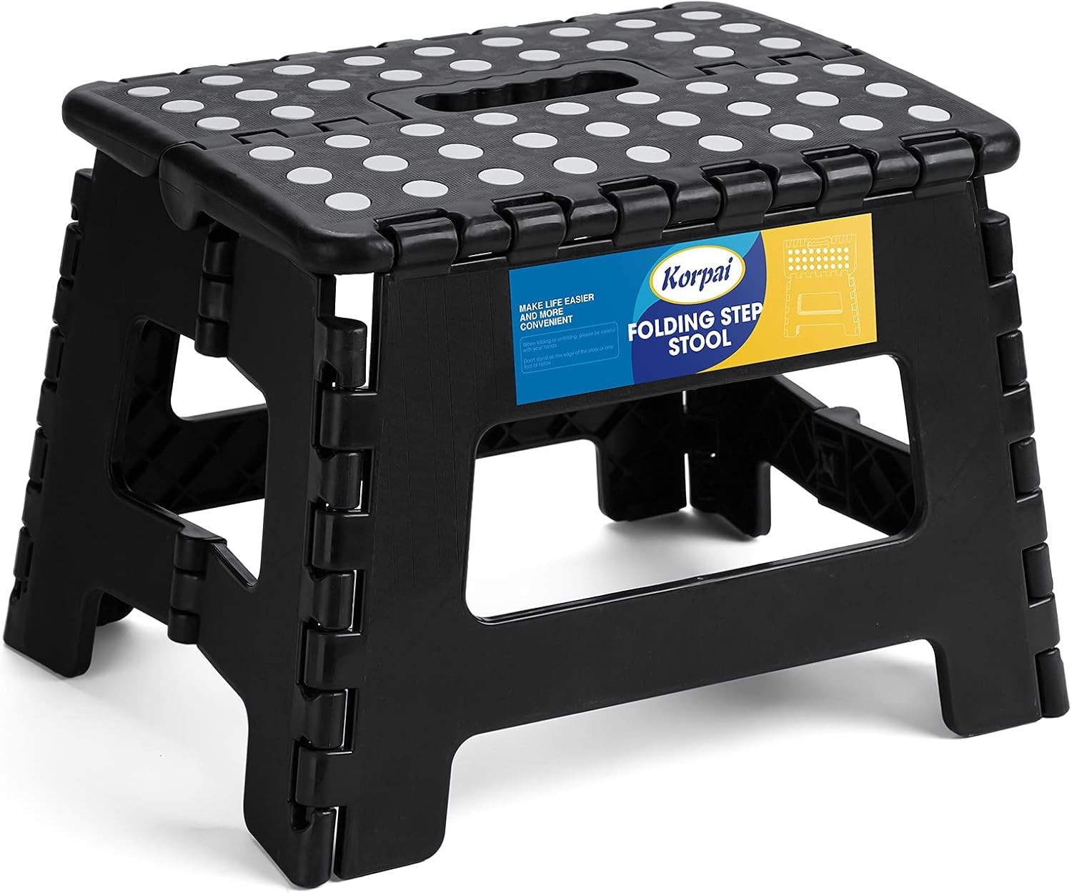 Folding Step Stool with Handle, Non-Slip Plastic Foldable Stool for Adults and