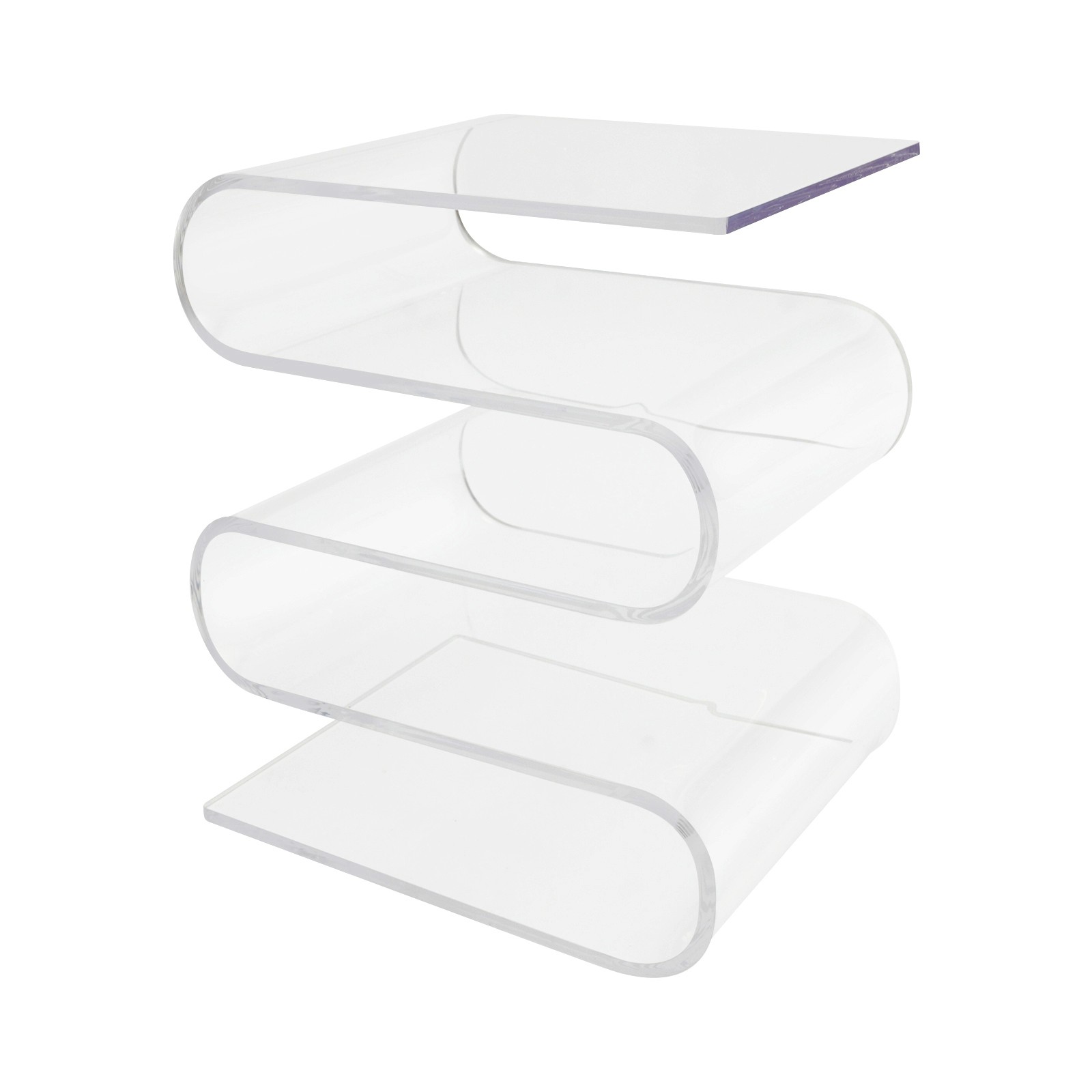 S-Shaped Side Table Creative Nightstand for Bedroom and Living Room Clear