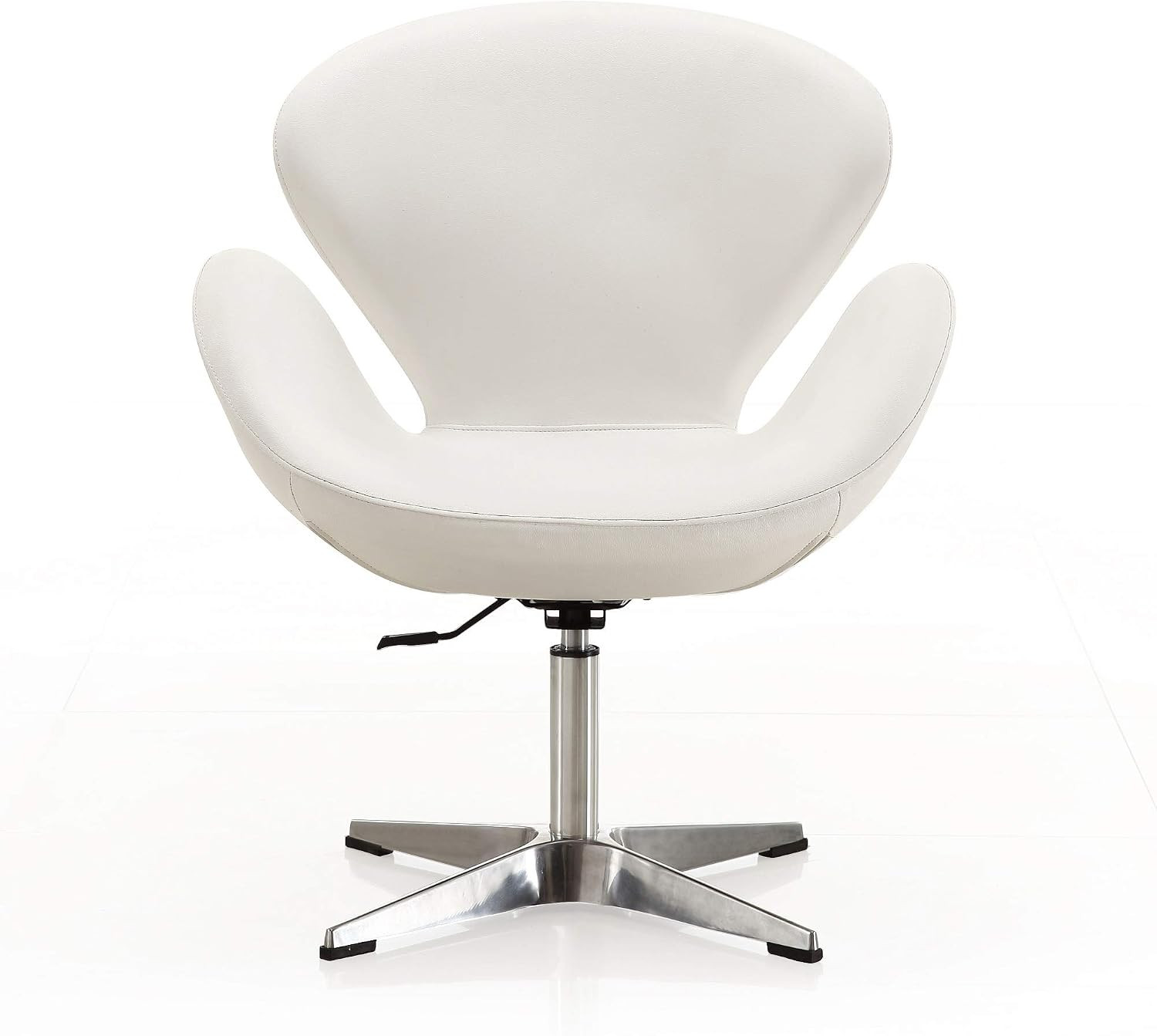 White Raspberry Swivel Accent Chair with Chrome Base, Modern Retro Design