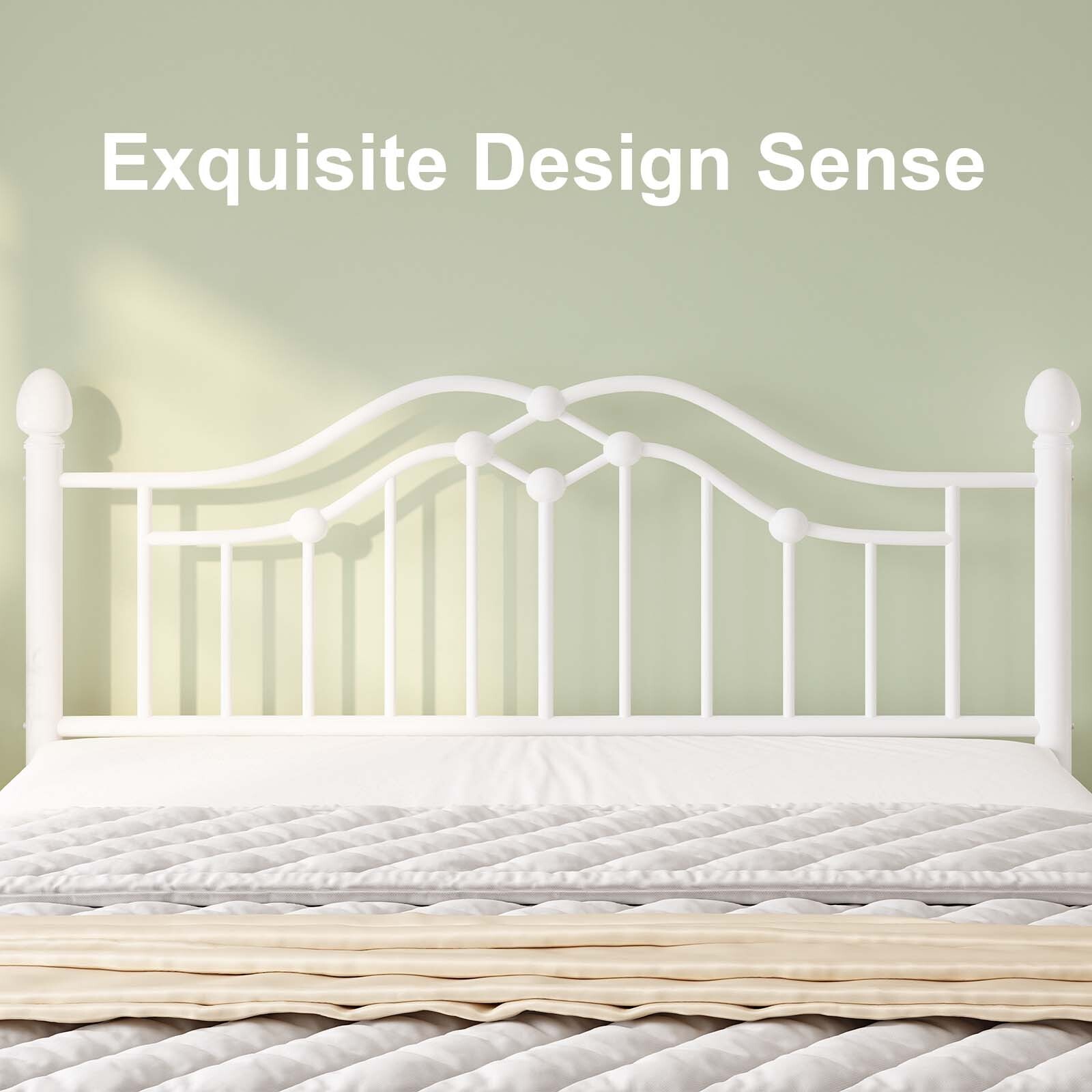 Twin/Full/Queen Metal Platform Bed Frame with Victorian Headboard and Footboard