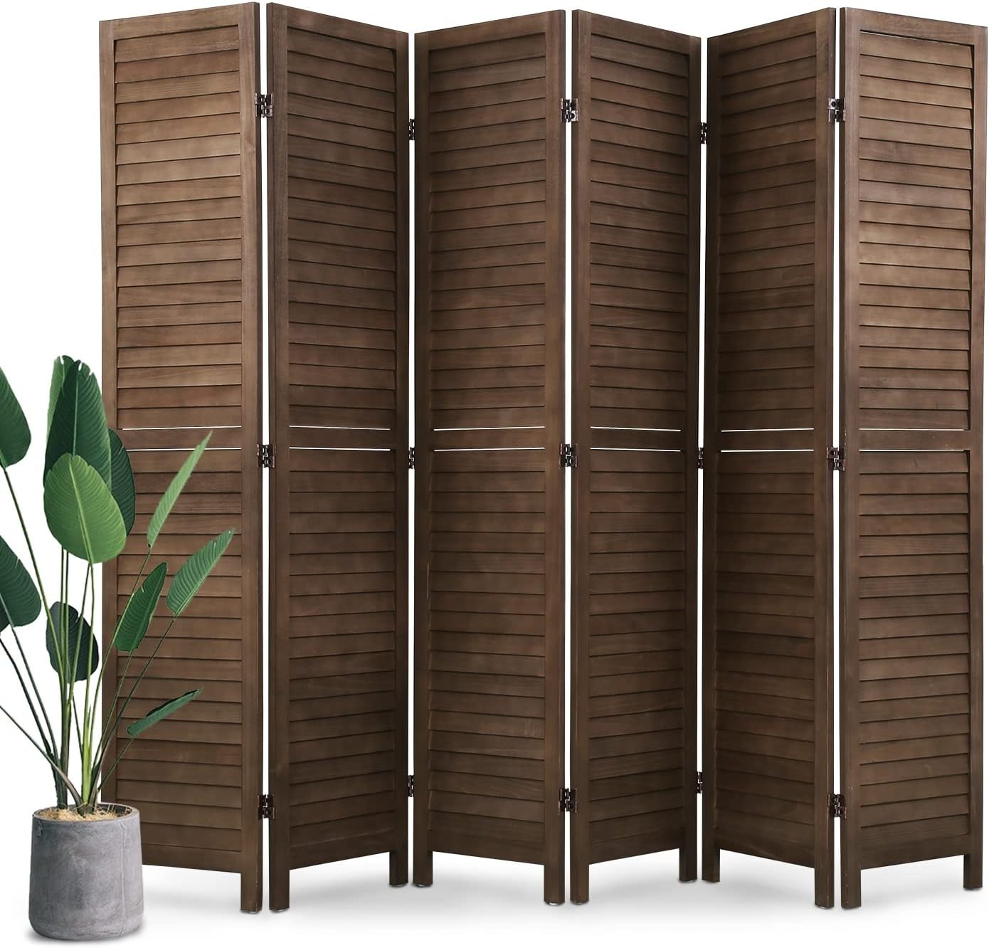 Room Divider 6 Panels, 5.75FT Wooden Room Divider Wall Folding Screens