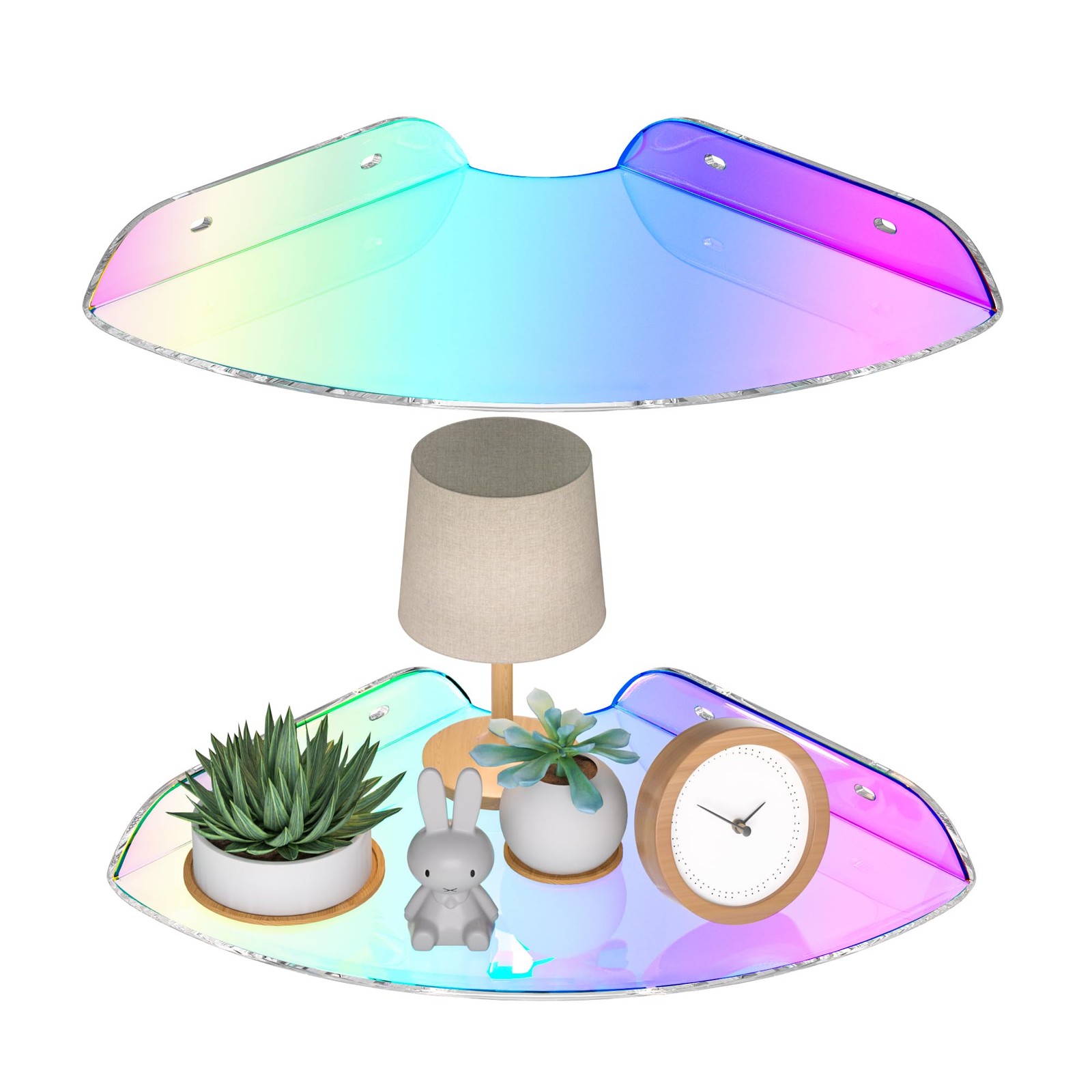 Sezanrpt 7×7 Inch Corner Shelf Wall Mount Set of 2, Iridescent Acrylic Corner…