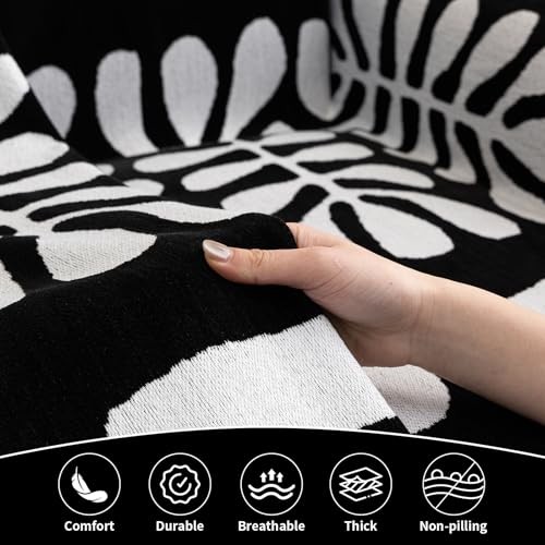 Boho Couch Cover Blanket Geometric X-Large:71″x 134″ Stripe: Black and White