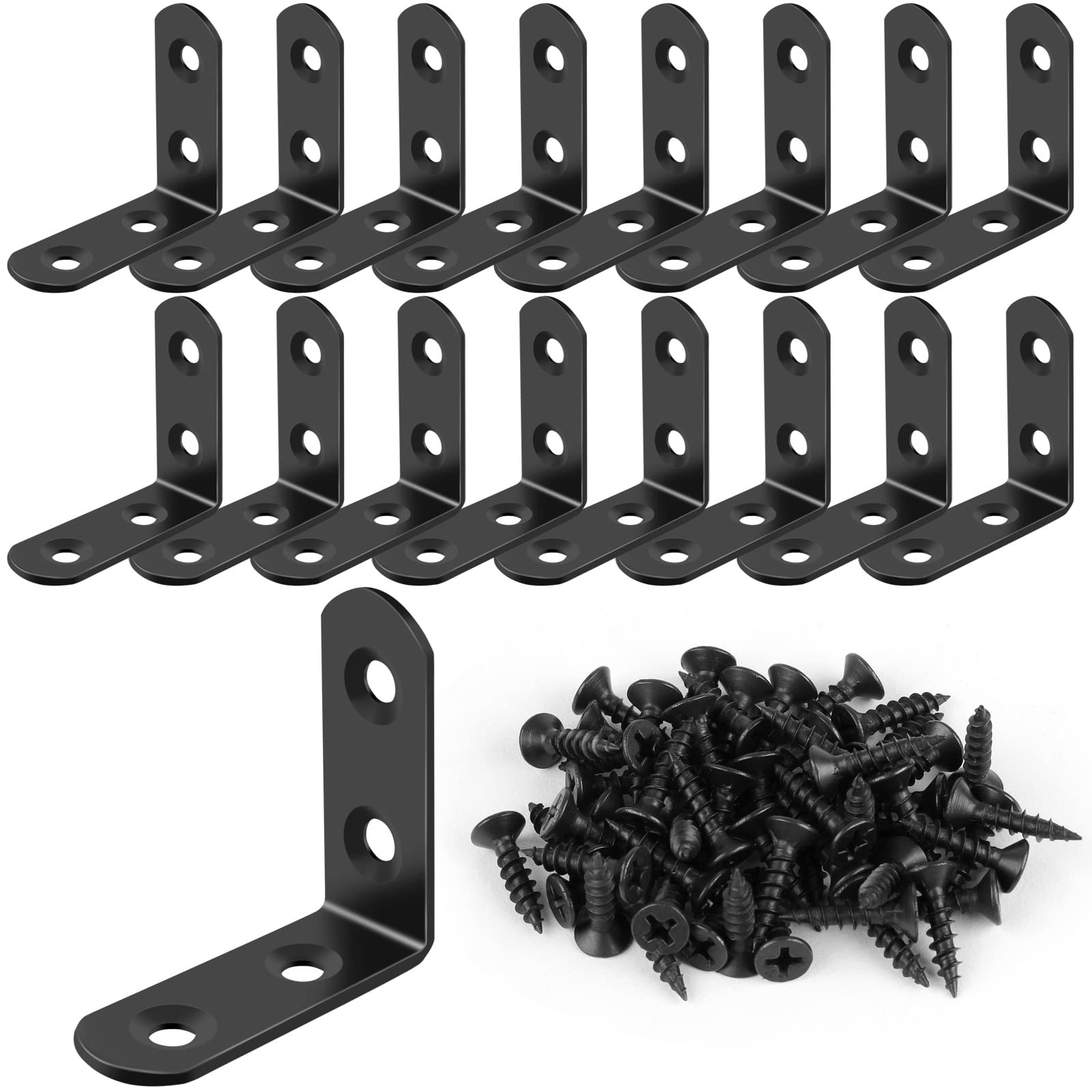 16 Pcs Stainless Steel L Bracket Corner Brace 90 Degree Right Angle Brackets