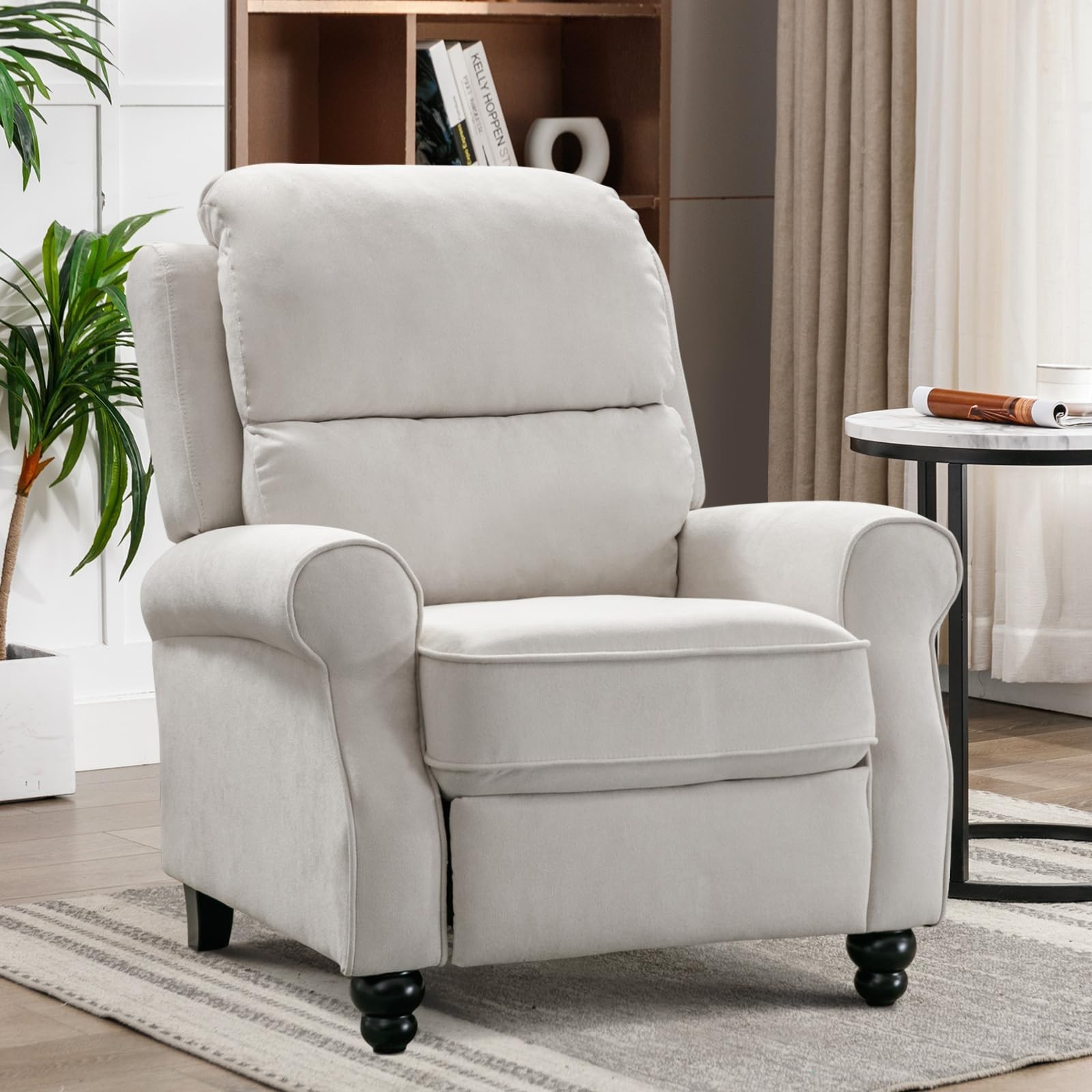 EBELLO Pushback Recliner Chair, Single Sofa Chair w/ Padded Seat Solid Wood Legs