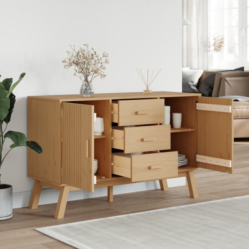 Sideboard OLDEN Brown 44.9″x16.9″x28.9″ Solid Wood Pine