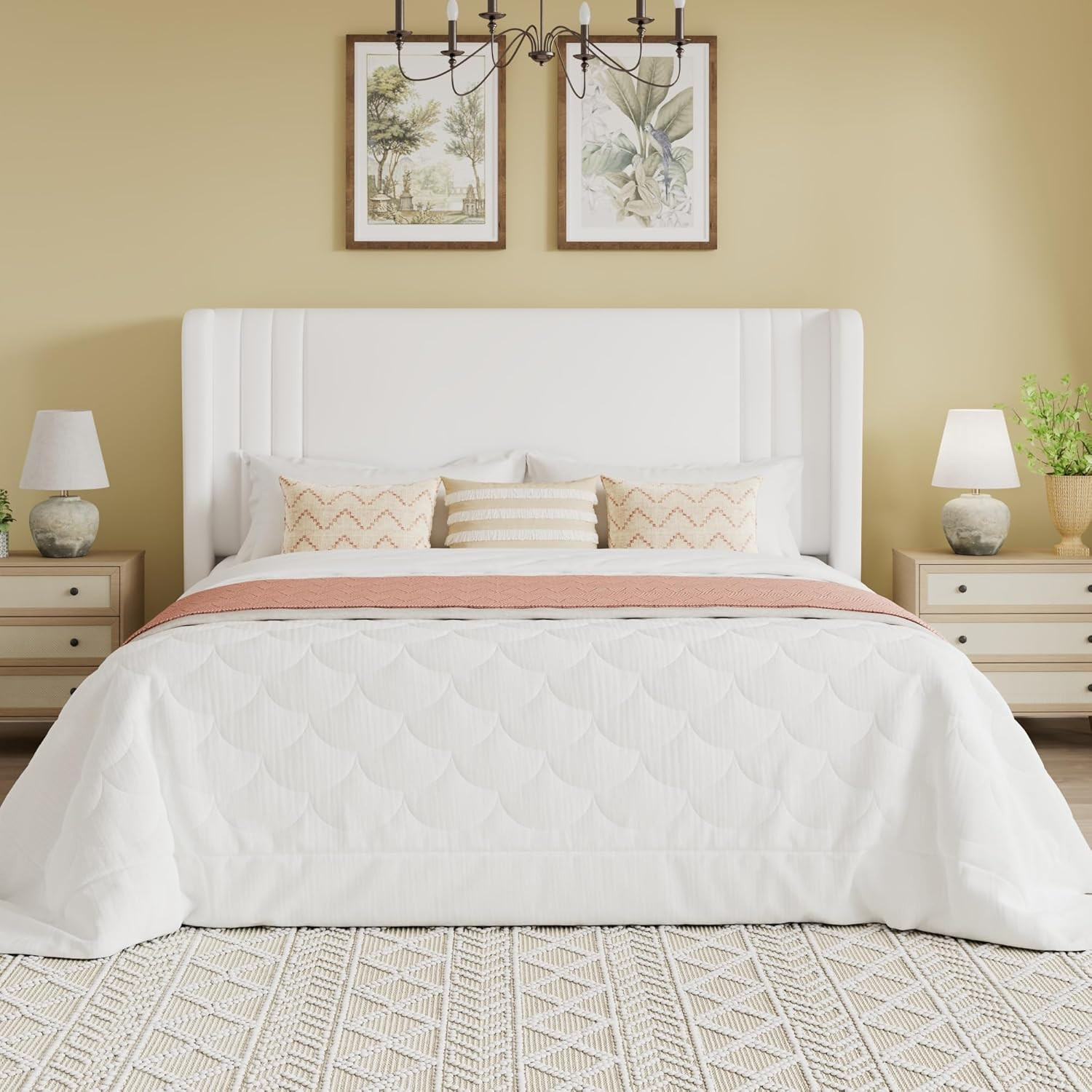Queen Size Velvet Upholstered Platform Bed Frame with Vertical Channel Tufted Wi