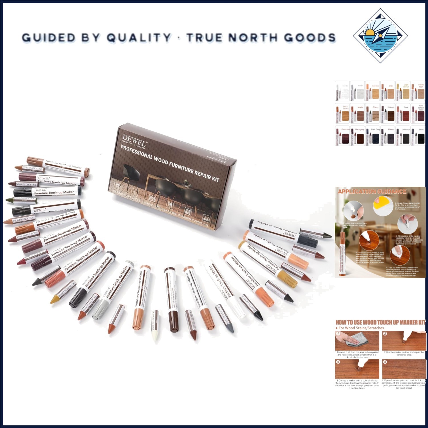 Comprehensive Wood Repair Kit for Dents, Scratches, and Stains on Furniture