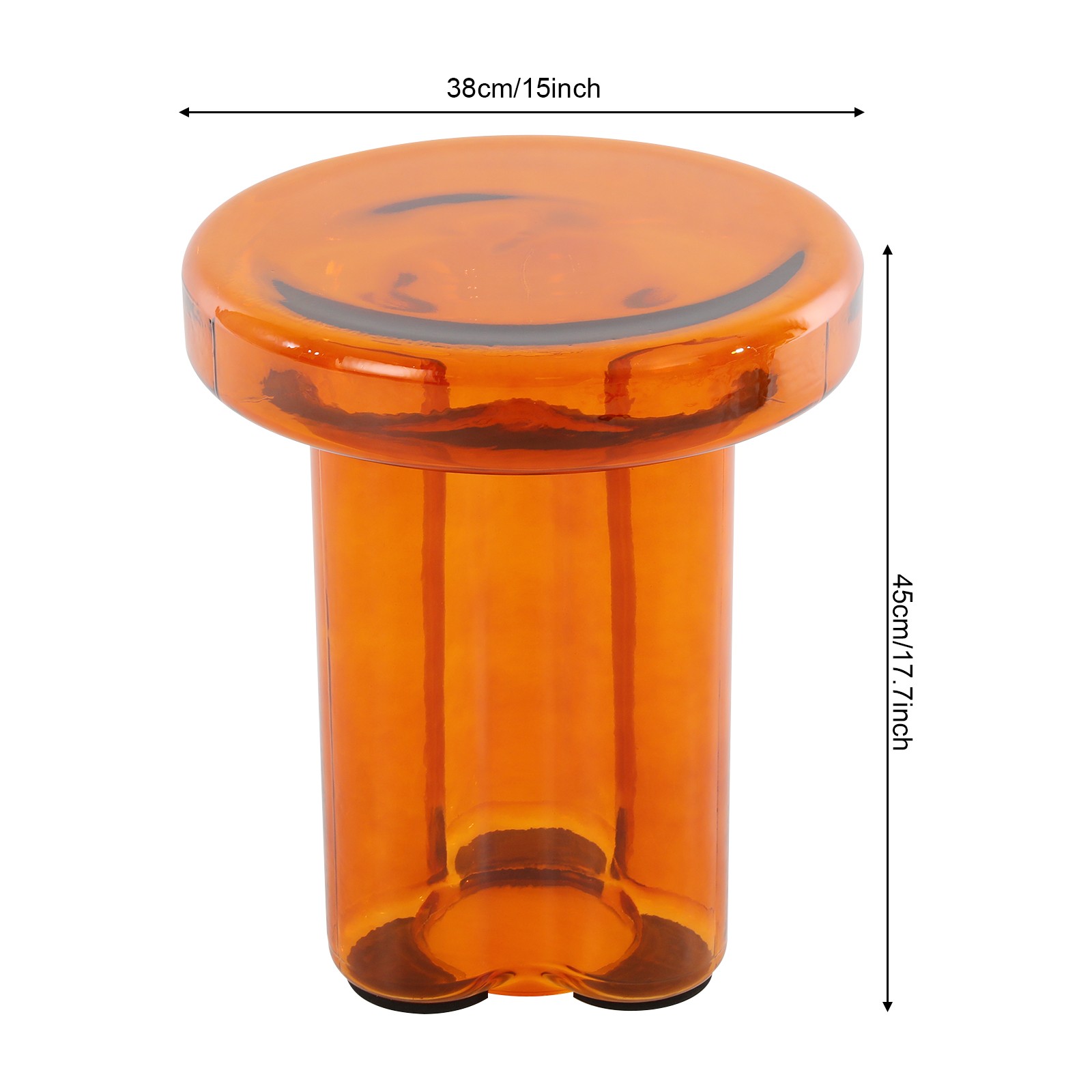 15*17.7in Round Glass Side Table 44.09 lbs Load Coffee Table, Modern Sofa Table