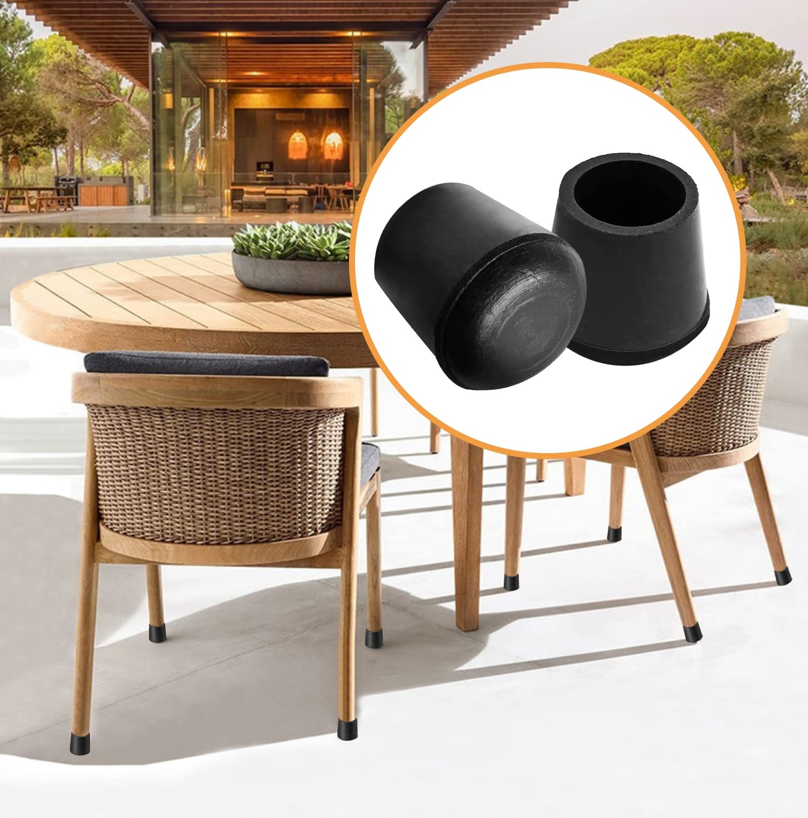Piutouyar Round PVC Rubber Furniture Covers, 16mm/5/8, Black, 5/8″, Black