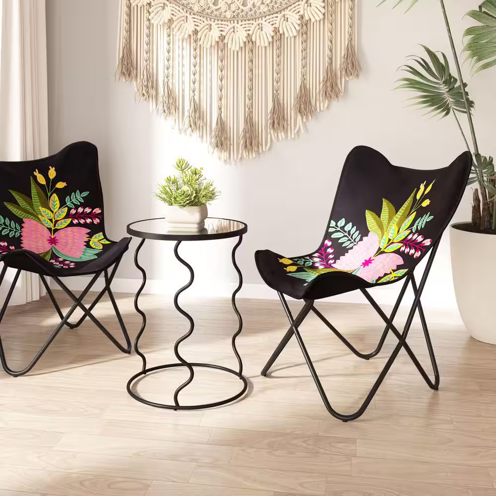 Bastia 17.9 In. W Black 24.0 In. H round Glass End Table