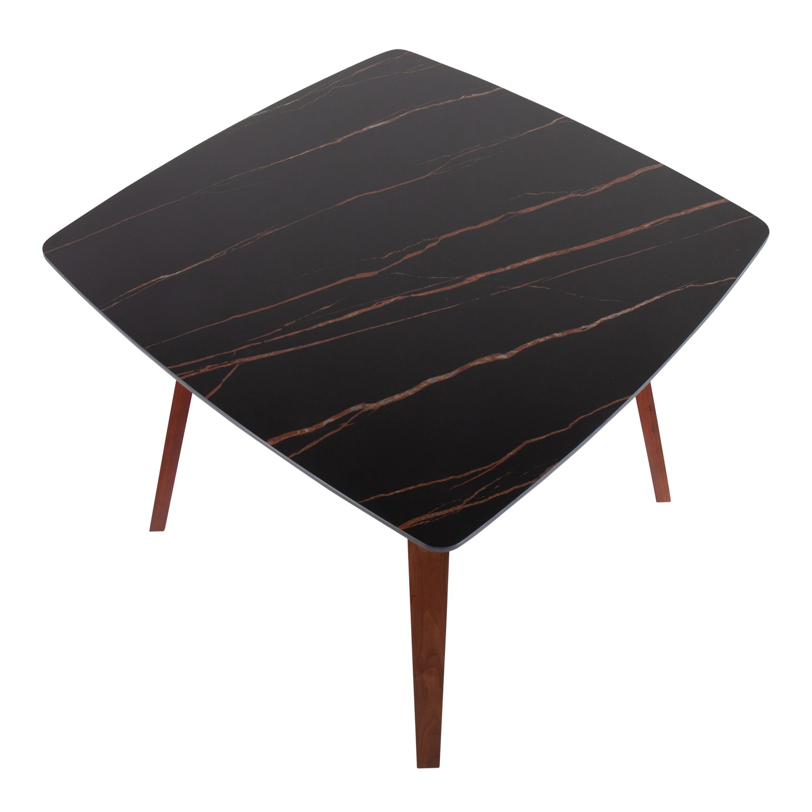 Walnut Wood & Black Marble Dining Table 38.25″ L x 38.25″ W