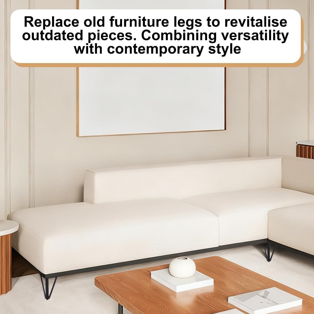 AHANDMAKER 6 Inches Solid Metal Furniture Legs, Heavy Duty Iron Triangle Furnitu