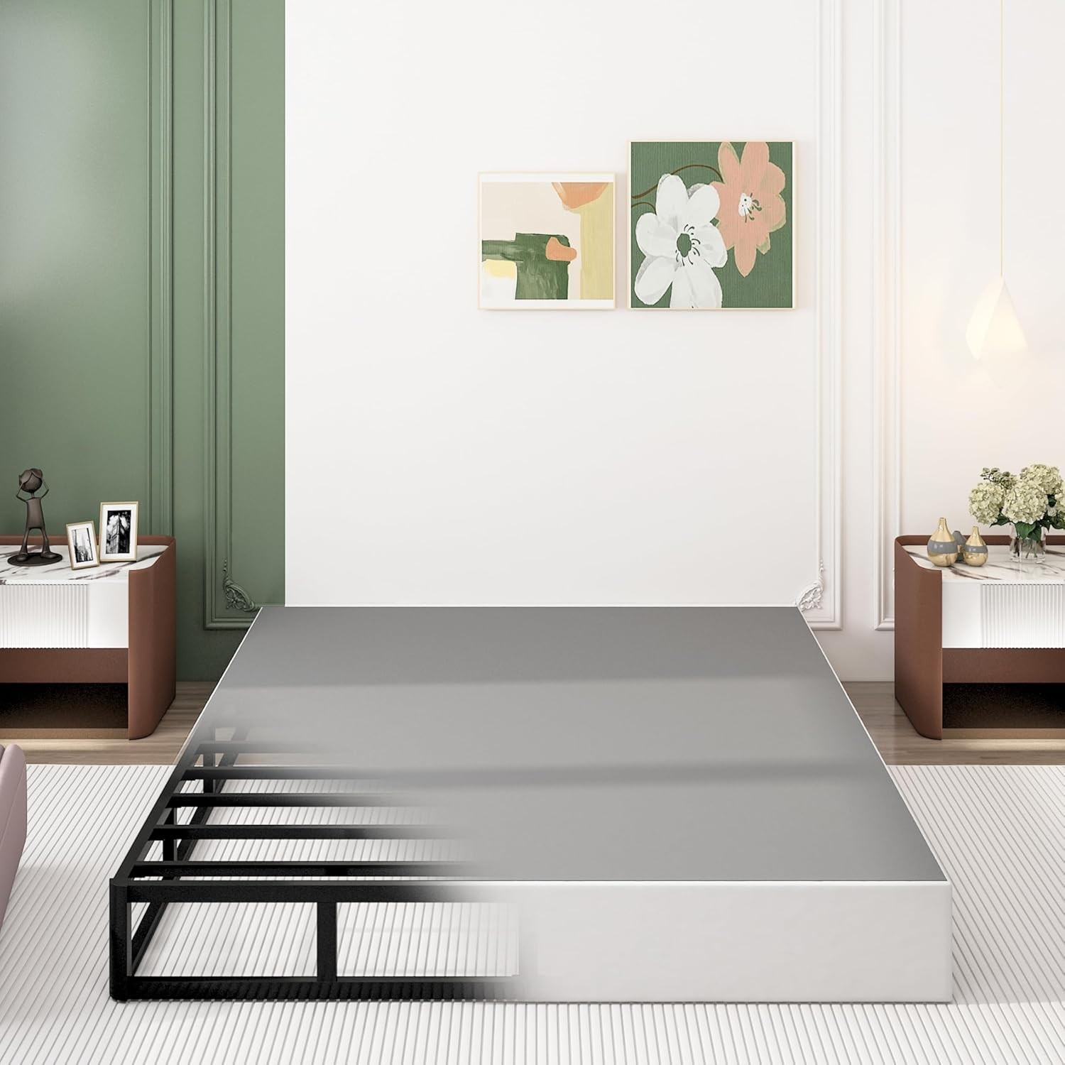 9 Inch King Size Box Spring, Heavy Duty Metal Mattress Foundation, 3000 lbs Easy