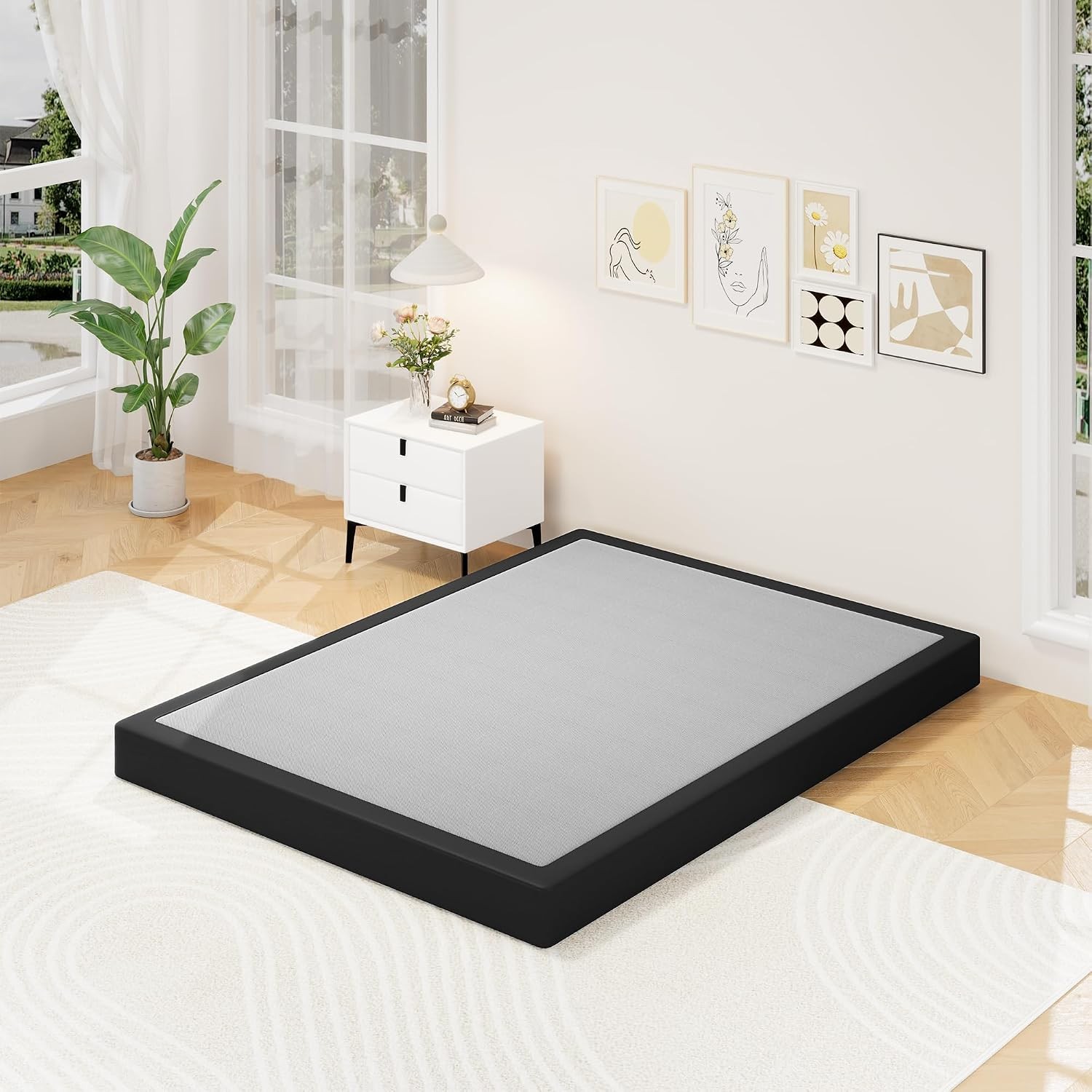 Full Size Box Spring, 5 Inch Low Profile Full Box Spring Only Bed Base, Heavy