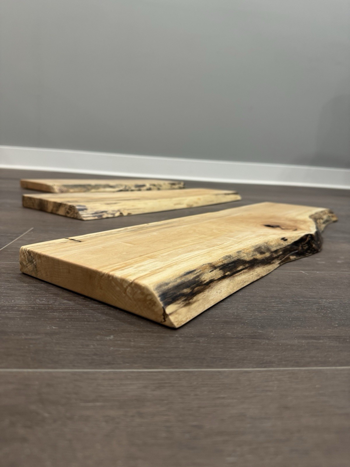 Spalted maple rustic shelves. Smooth durable finish