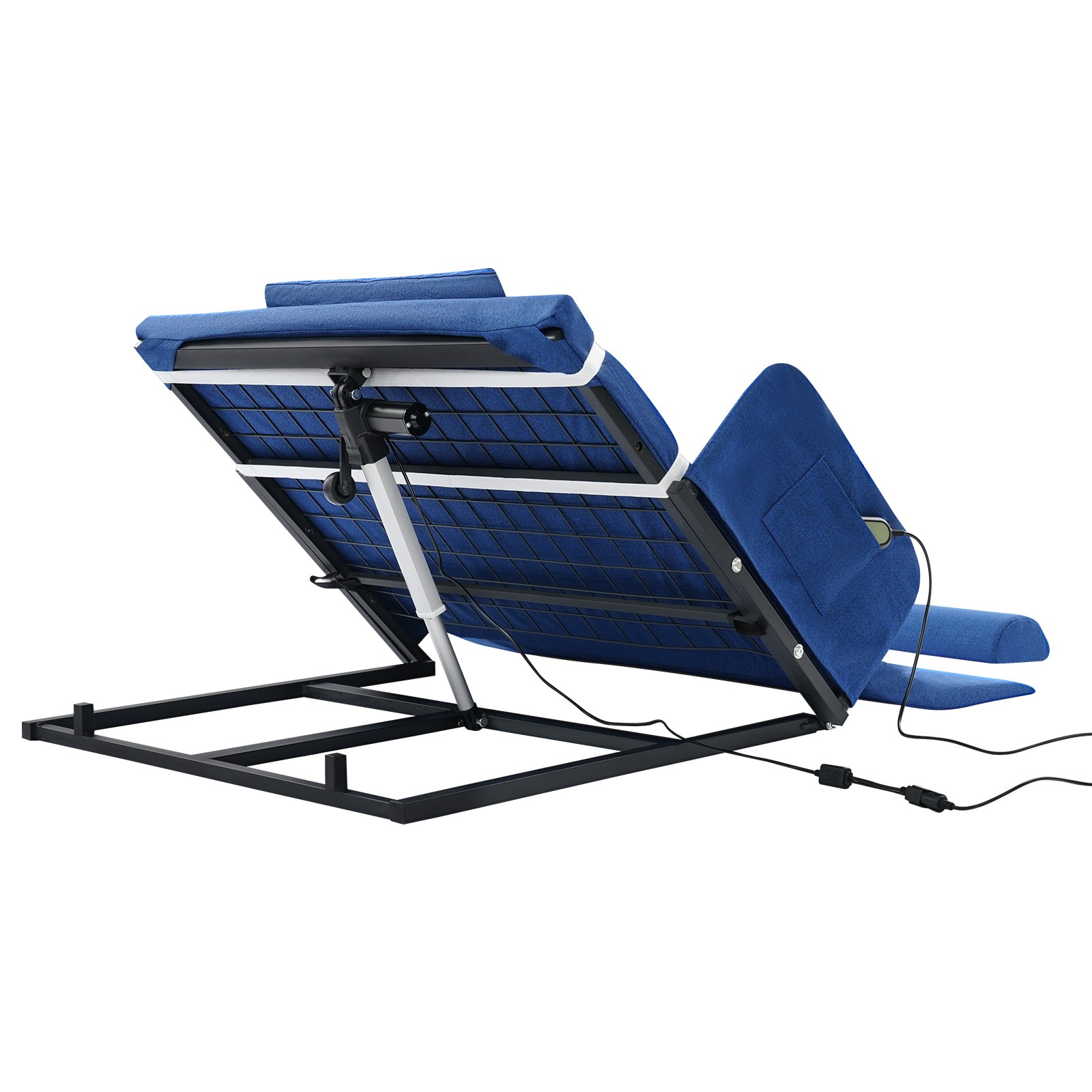 Electric Adjustable Bed Backrest Lift 80° Elderly Support w/ Handrails Blue