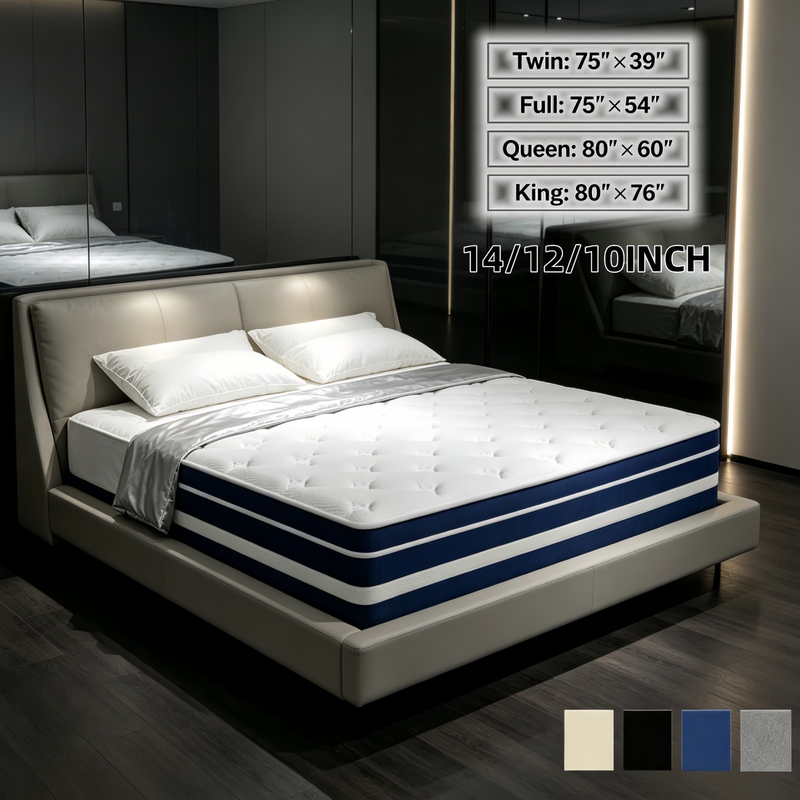 12”14” Premium Memory Foam&Spring Hybrid Mattres King Queen Full Twin Size NEW