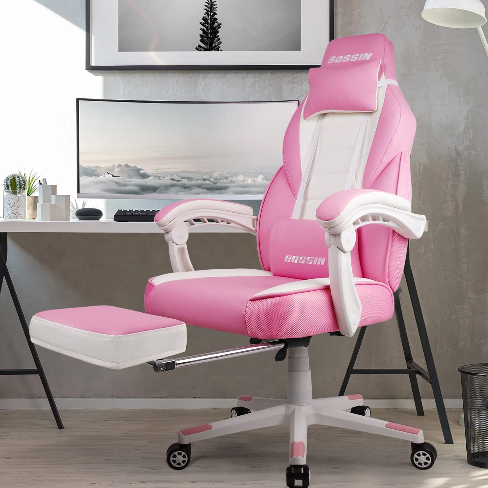 Big & Tall Gaming Chair Footrest Massage 400lb HD Ergonomic Large High Back