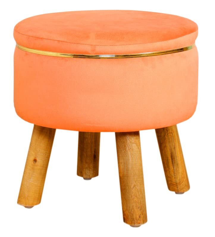 Ottoman Pouffes for Sitting Stool for Living Room Puffy Wooden Stools 16x16x17in