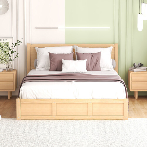 Modern Platform Bed Frames with Underneath Storage and 2 Drawers Full Queen Size