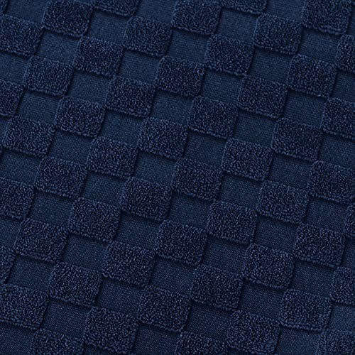 Navy Checkered Sofa Cushion Cover 30×30 Elastic Padded Seat Protector
