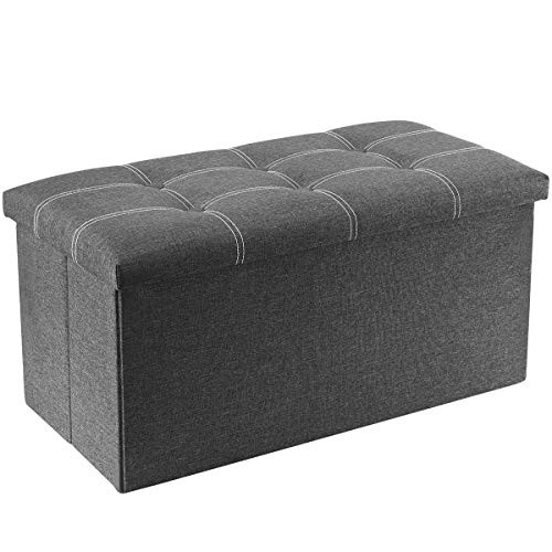 30 inches Folding Ottoman, Ottoman with Storage 15″D x 30″W x 15″H Grey
