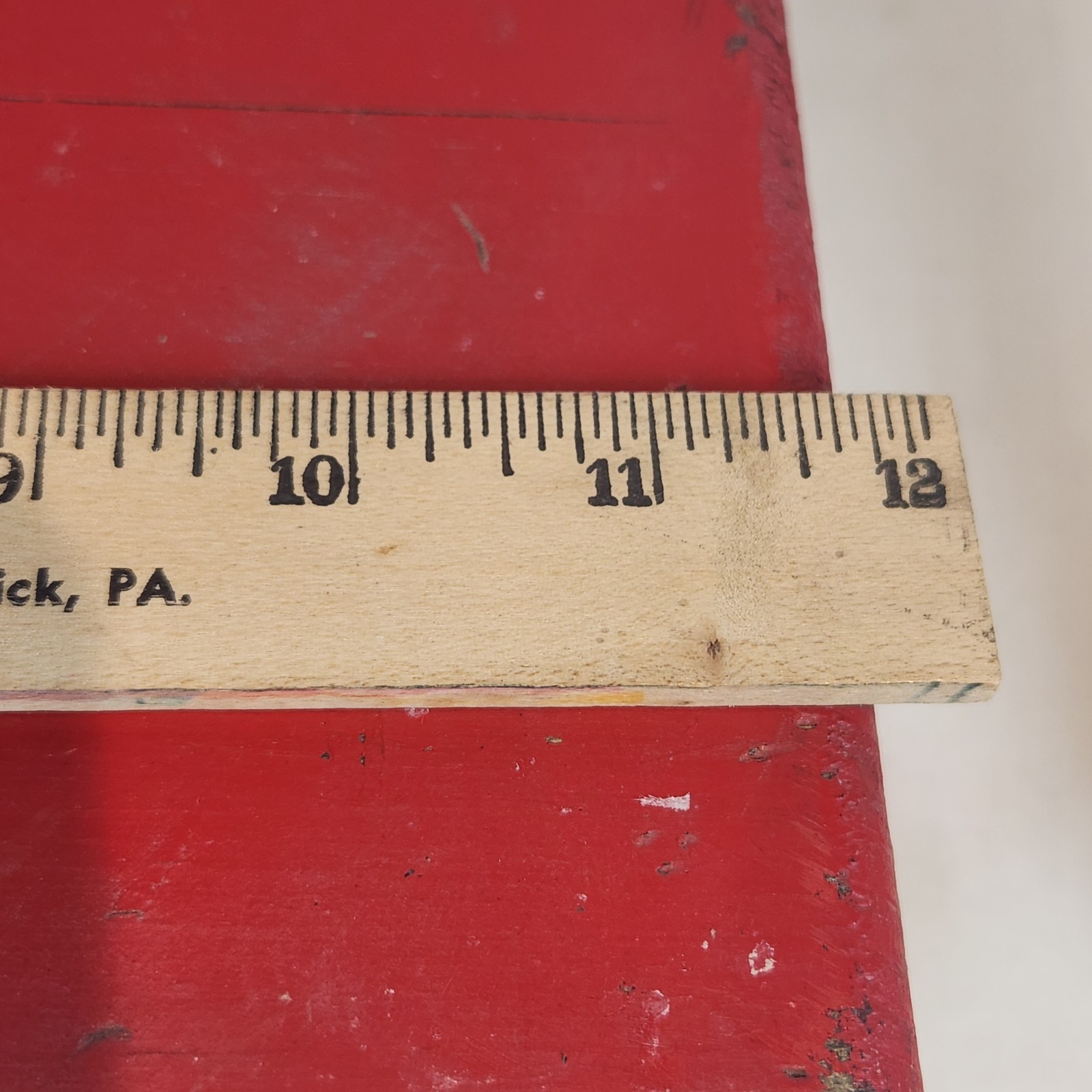 Vintage Chippy Red Painted Wooden Bench Distressed Stool Riser FARMHOUSE BOHO