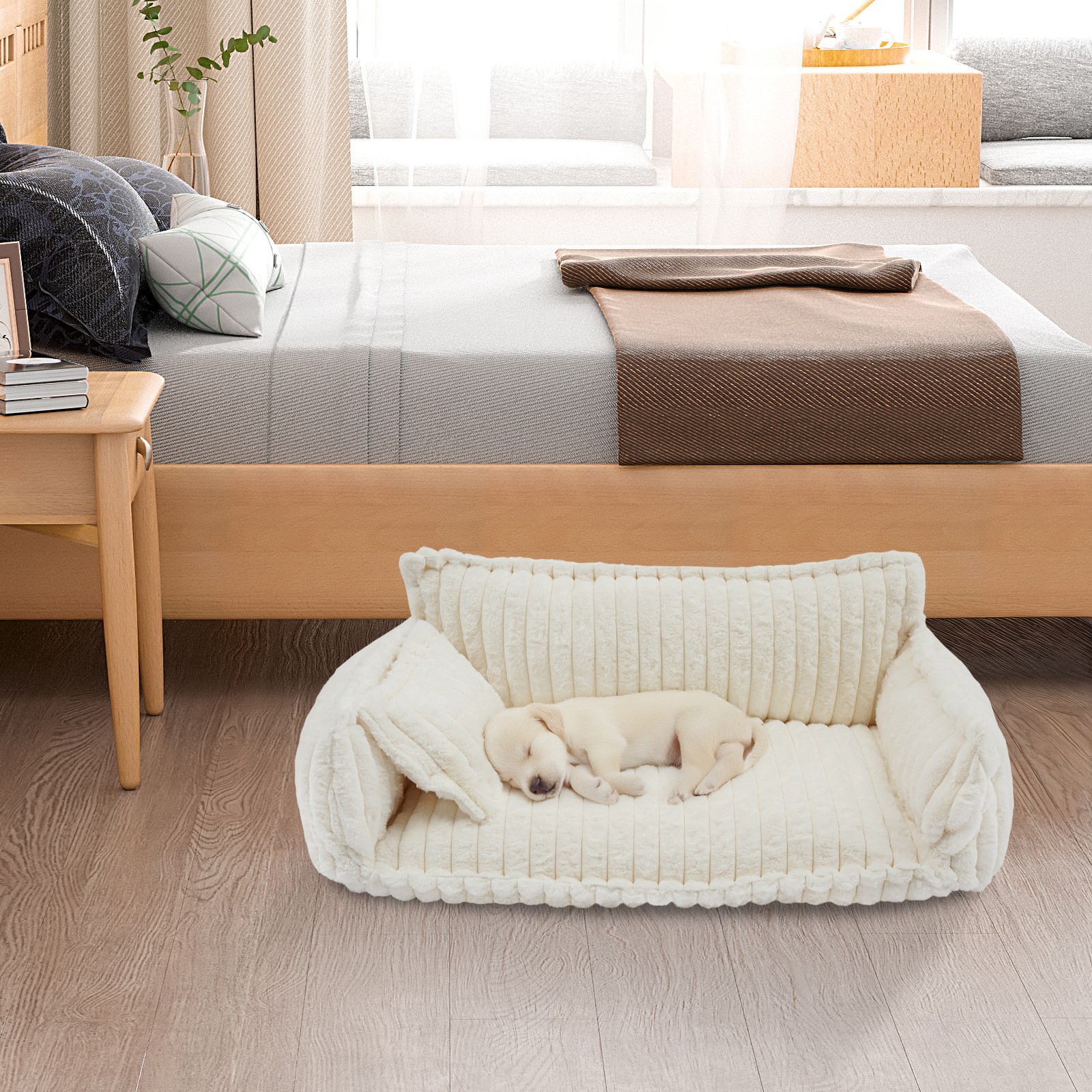 Pet Couch with Removable Washable Cover, Pet Couch Bed for Dog and Cat, Calming