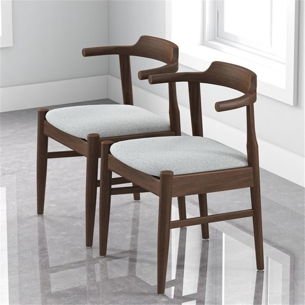 Pemberly Row Modern Polyester Blend Fabric Dining Chair in Gray (Set of 2)