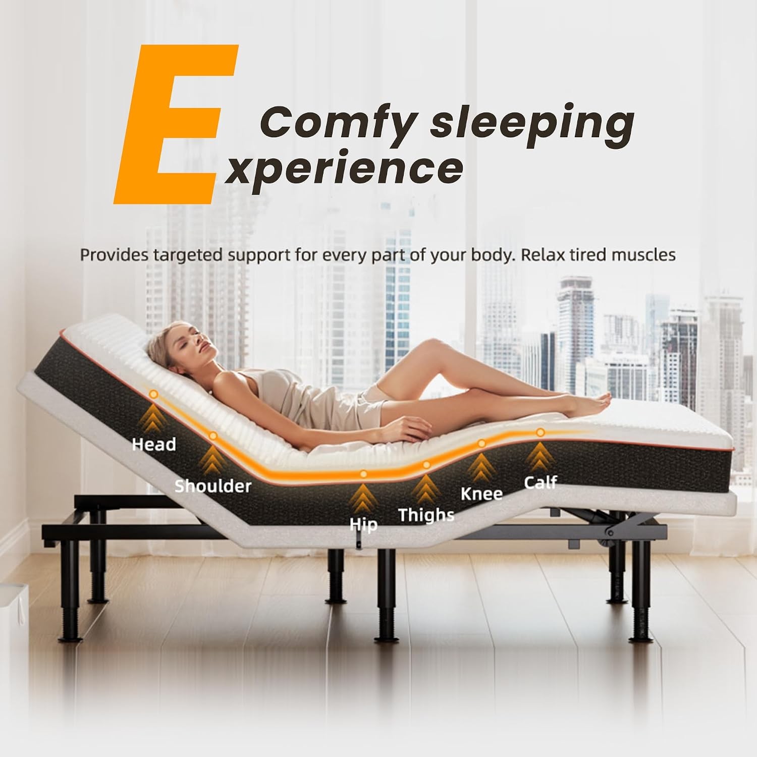 Adjustable Bed Frame with Massage, Wireless Remote & USB Ports, Zero Gravity